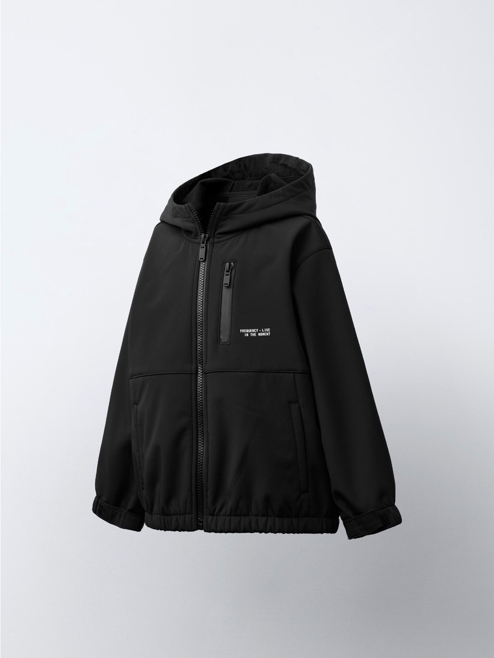 NWT Zara Kids Softshell Jacket Black Hooded Zip Coat Unisex Size 4 104